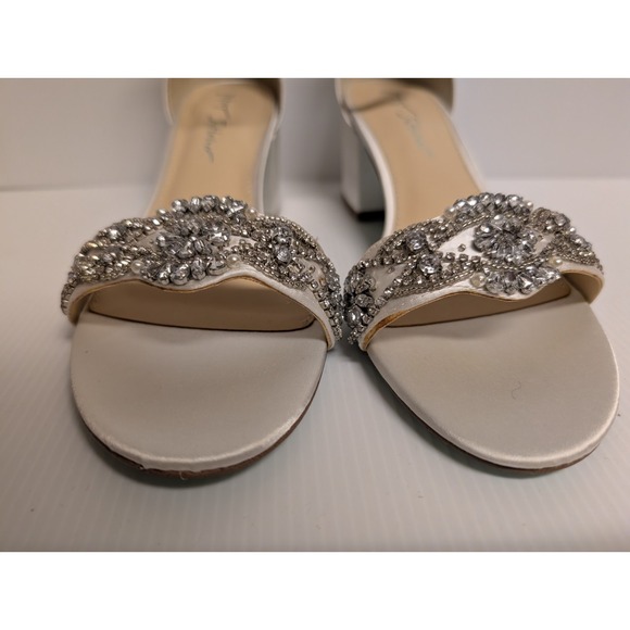 Betsey Johnson Women Shoes 9M Mel Satin Open Toe Evening Heels Rhinestone‎ - Picture 2 of 11